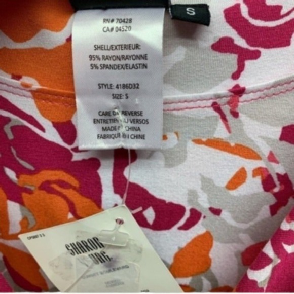 Sharon Young Sunset Boulevard Floral Twist Front V-Neck Elbow Sleeve Dress S New - Picture 6 of 8